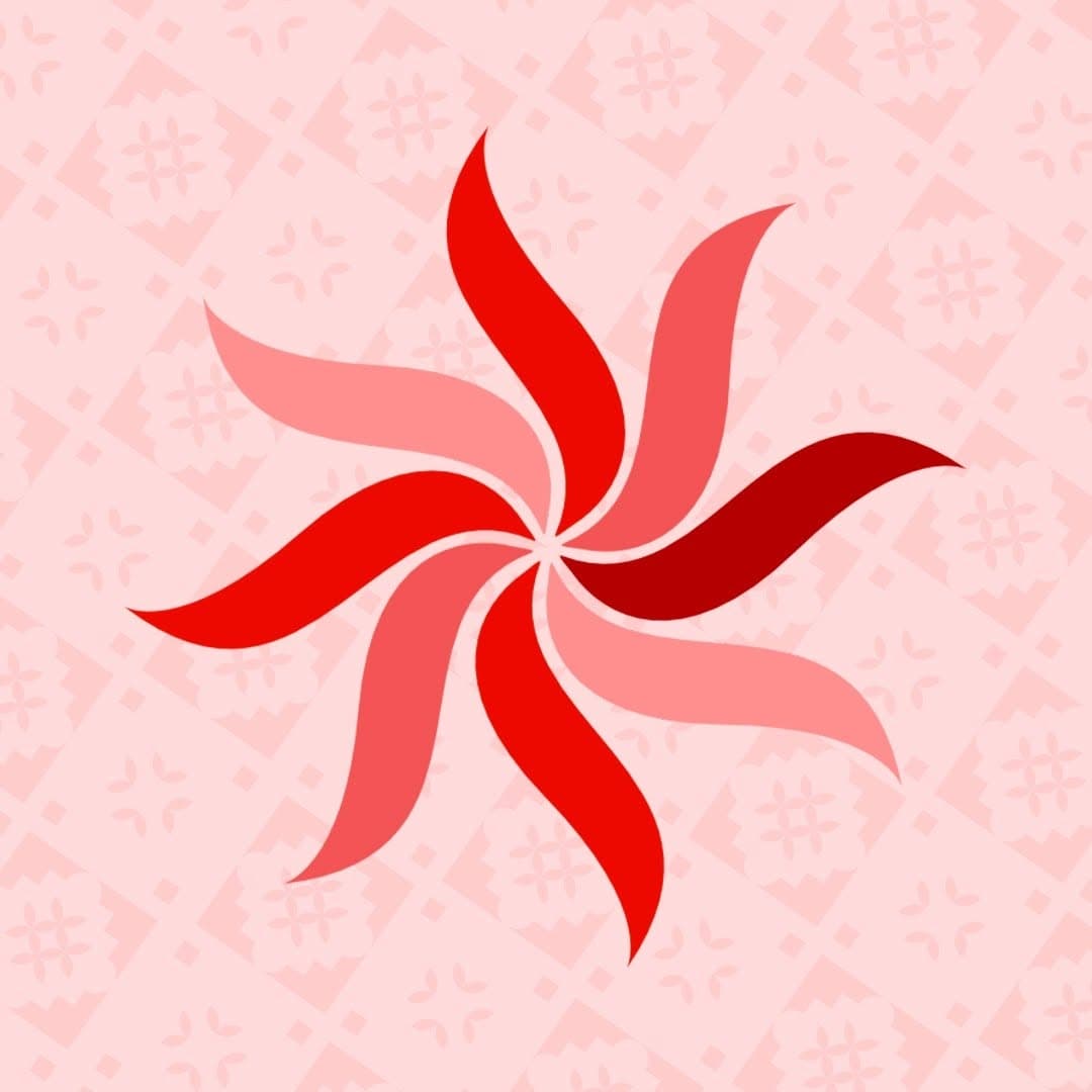 Símbolo da Madrigal em vermelho, coral e rosa
